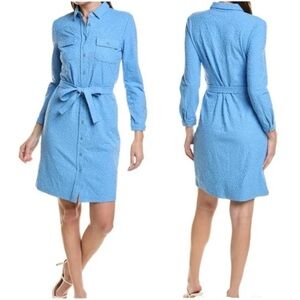 J. McLaughlin Bay Blue Leopard Print Haarlem Dress M